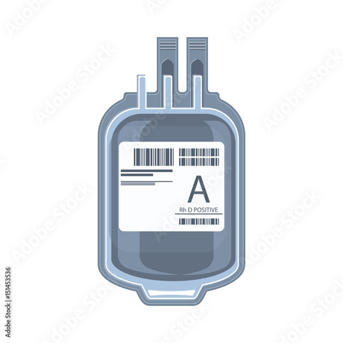 Plastic bag containing packed cells, blood donation or transfusion concept