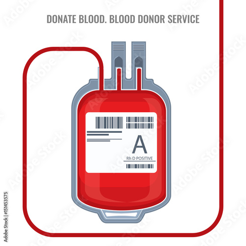 Donate blood donor service plastic bag red icon vector illustration isolated
