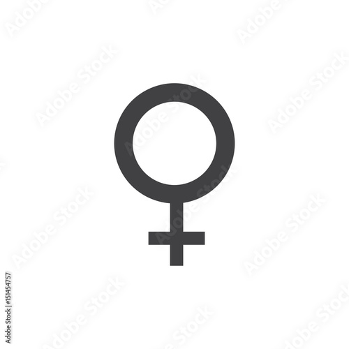 Female icon in black on a white background. Vector illustration