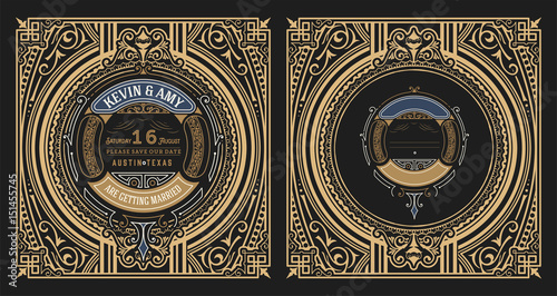 Vintage label with old frames. Vector layered