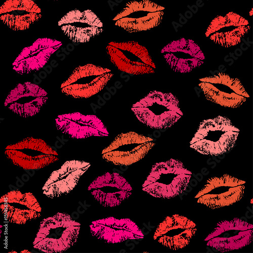 Lipstick kiss seamless watercolor background