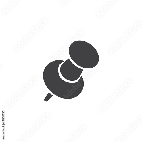 Push pin icon in black on a white background. Vector illustration