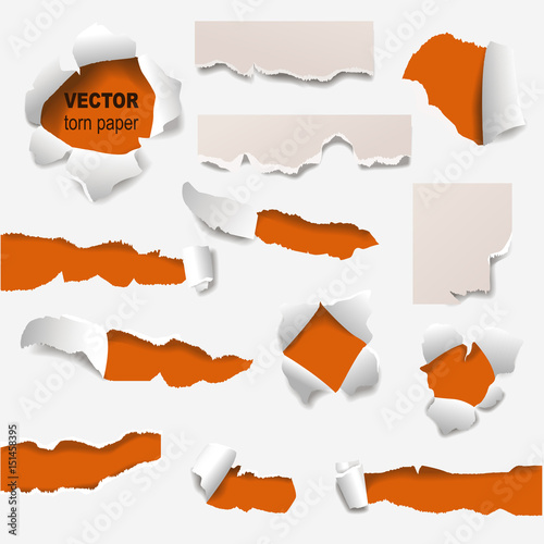 Collection of torn edges of a hole paper vector illustration.