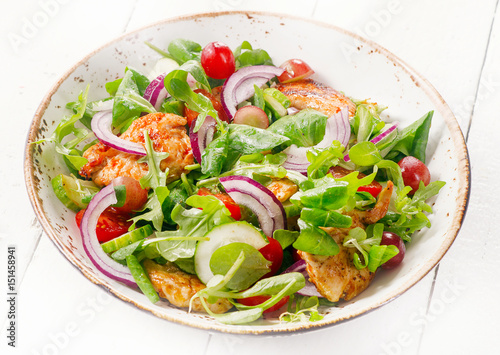 Fresh salad with chicken. Healthy eating.