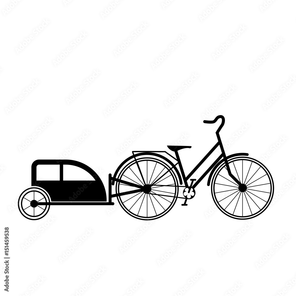Fototapeta premium Bicycle tandem trolley trailer tent accessories