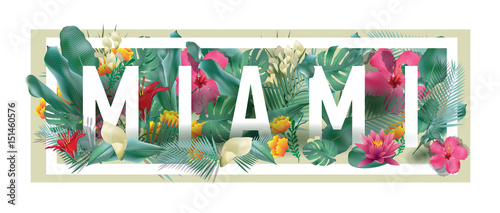 vector floral framed typographic MIAMI city artwork