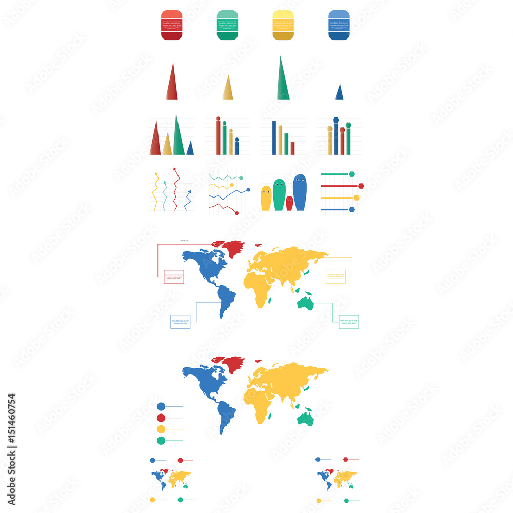 Obraz premium Vector image of world map with graphs