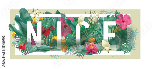 vector floral framed typographic NICE city artwork