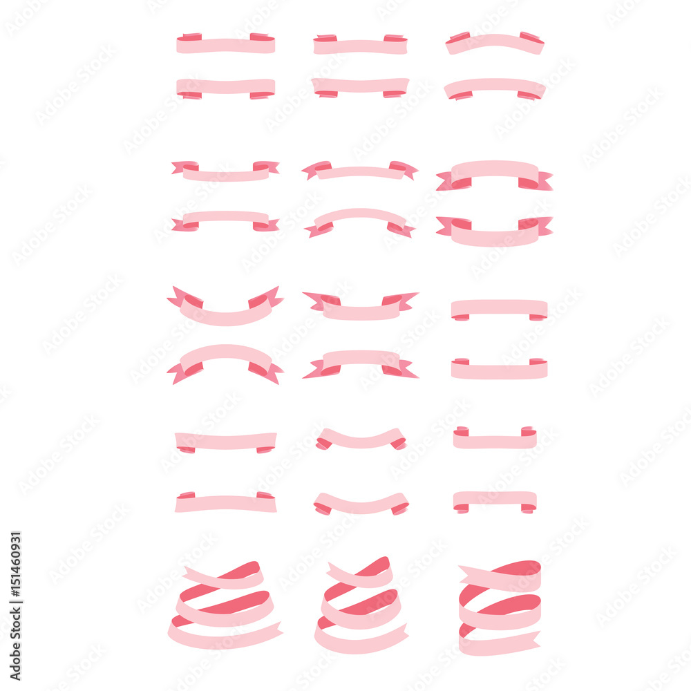 Fototapeta Pink ribbon vector banners set