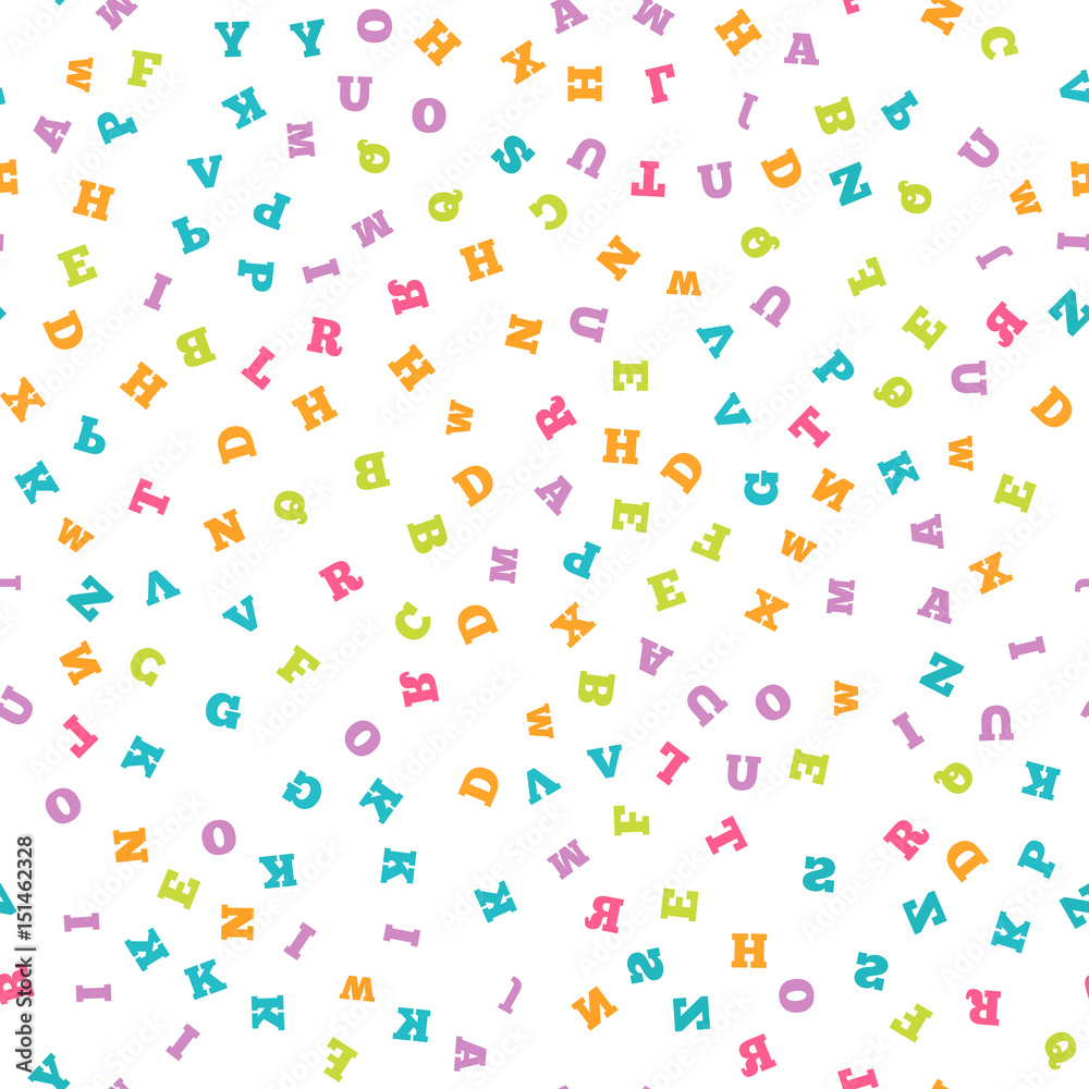 Colorful letter seamless pattern on white background Colorful letter seamless pattern on white background