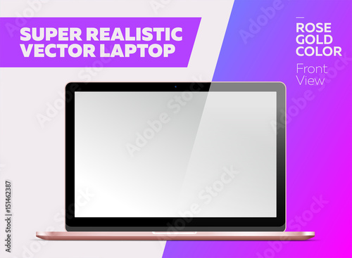 Super Realistic Vector Notebook with Blank Screen.
