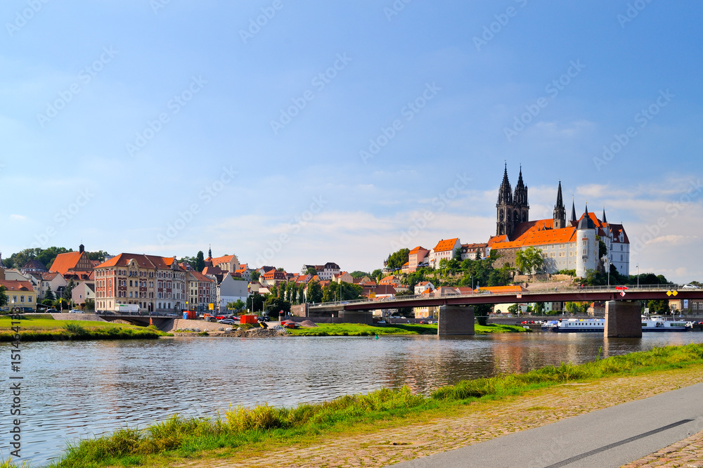 Obraz premium Albrechtsburg an der Elbe, Meißen, Sachsen, Deutschland, Europa