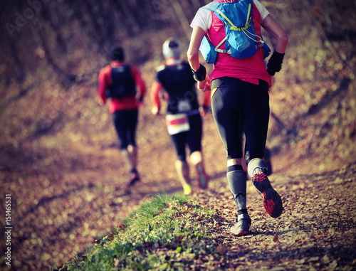 Group of athletes running the country race