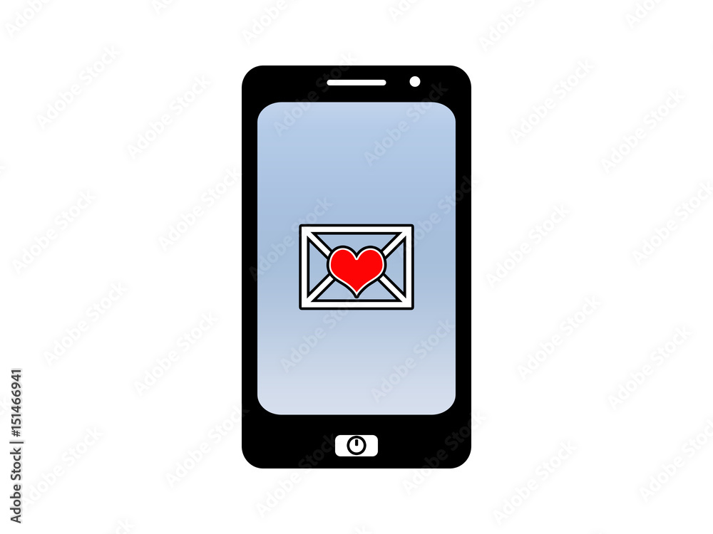 Smartphone with an love sms or email