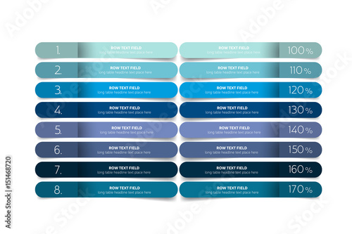 Table, schedule design template with 8 row. Vector banner. photo