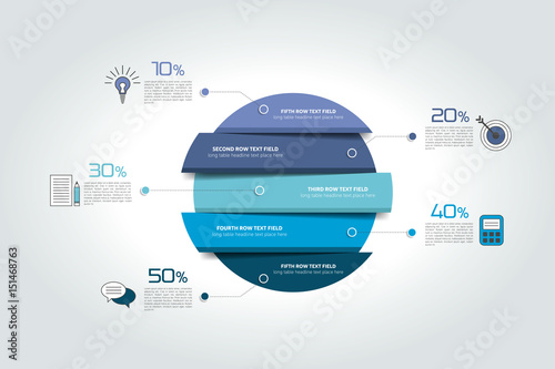 Circle, round infographic, template, chart, scheme, diagram, table, schedule, element. Vector.