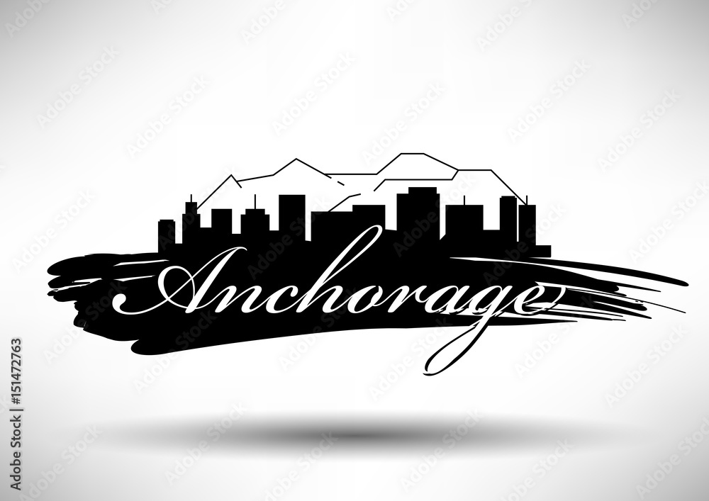 Obraz premium Vector Graphic Design of Anchorage City Skyline