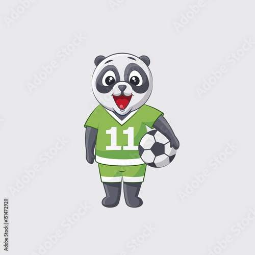 Stock vector illustration sticker emoji emoticon emotion isolated illustration character kicker panda football player goalkeeper forward defender