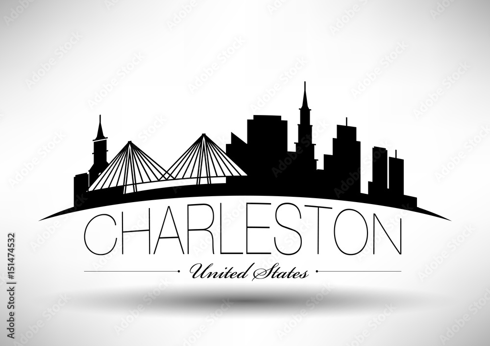 Fototapeta premium Projekt graficzny wektor panoramę miasta Charleston
