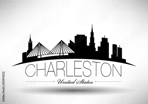Vector Graphic Design of Charleston City Skyline