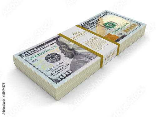 Pile of Dollars. Image with clipping path