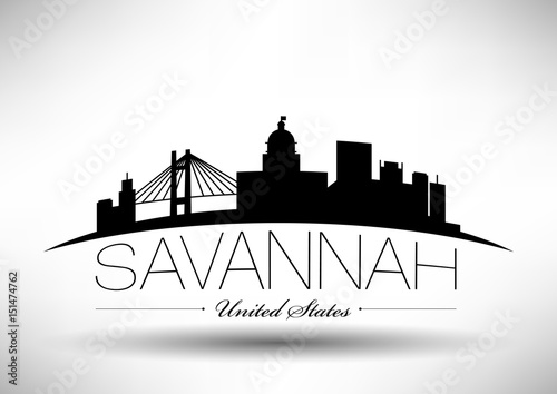 Vector Graphic Design of Savannah City Skyline