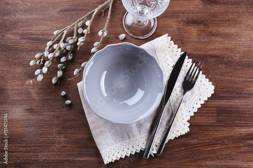 Beautiful festive table setting in cafe