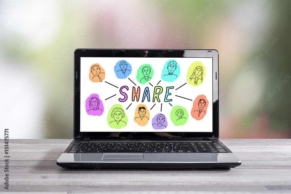 Share concept on a laptop screen Share concept on a laptop screen