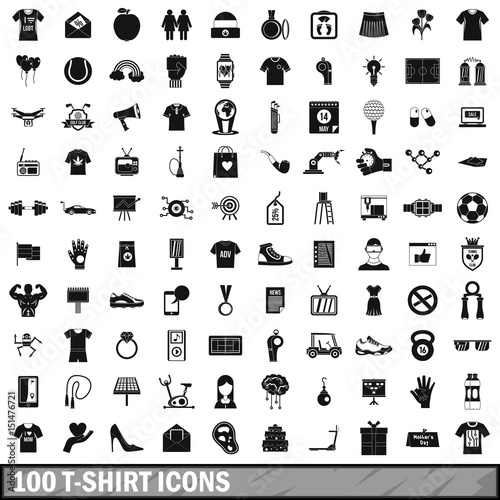 100 t-shirt icons set, simple style 