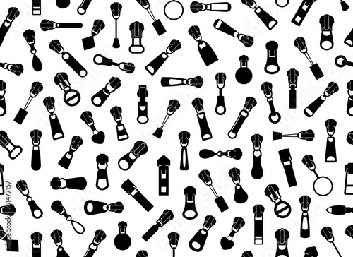 Seamless zipper pullers background isolated on white