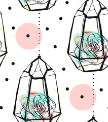 Sierkussen Terrariumplanten patronen Ruwe terrariums met polka dots  © anastasy_helter