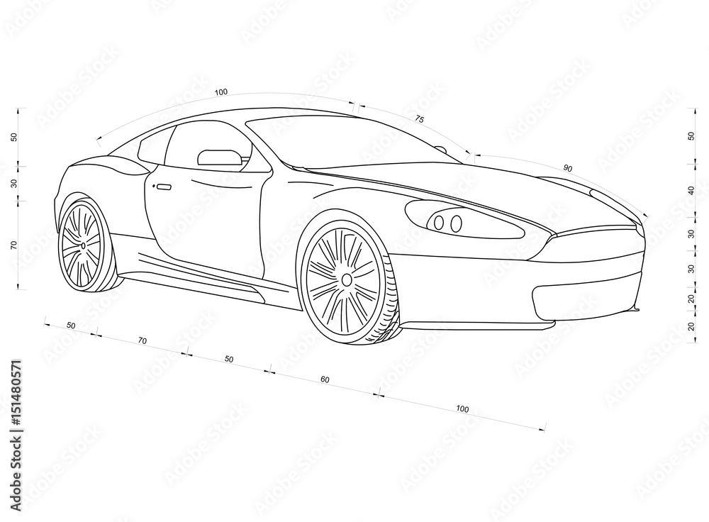 Naklejka premium car drawing - isolated