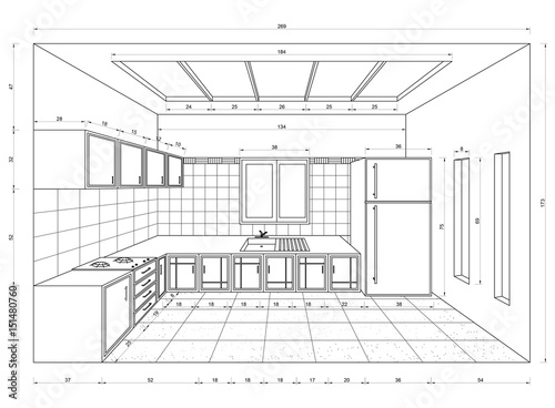 Fotografie Kitchen drawing - isolated