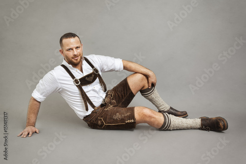 man in bavarian traditional lederhosen photo