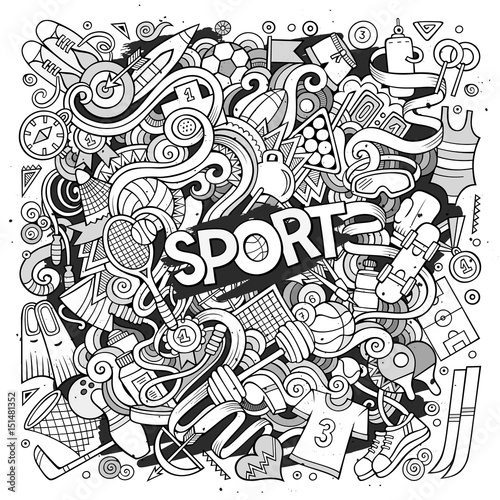 Cartoon cute doodles hand drawn Sport illustration