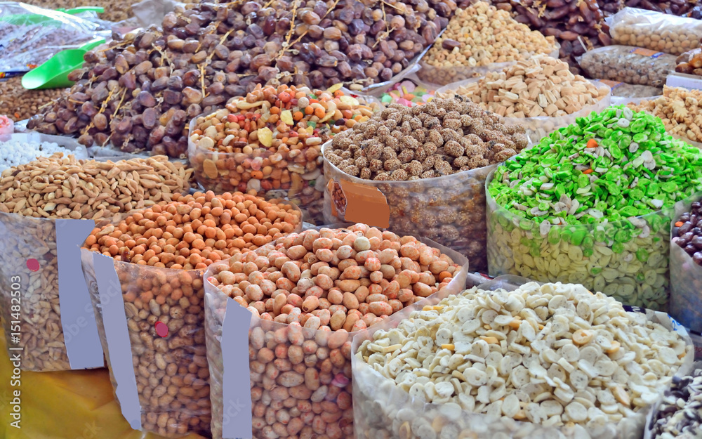 Sale of nuts and dried fruits on the market Sale of nuts and dried fruits on the market