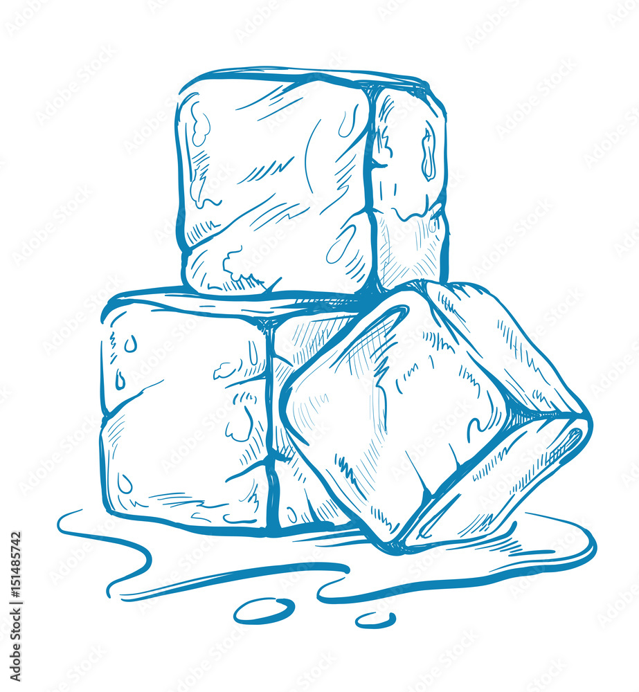 vector sketch of ice cubes Stock Vector | Adobe Stock