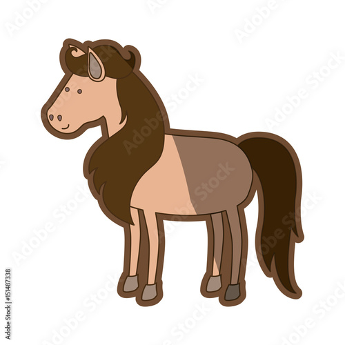 brown clear silhouette of horse with mane and tail brown vector illustration