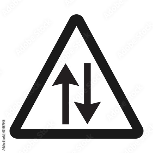 Two way traffic sign line icon