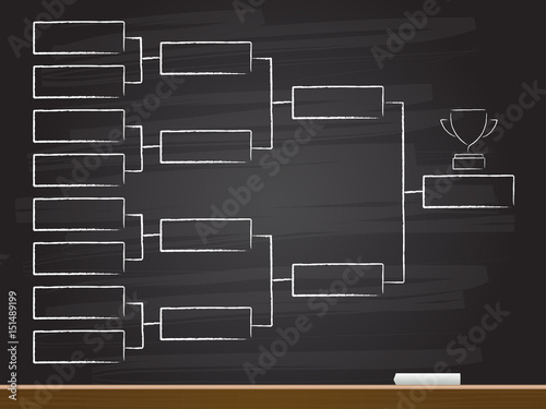 Chalk hand drawing with quarter final chart. Vector illustration.