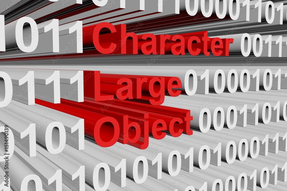 Character large object as a binary code 3D illustration