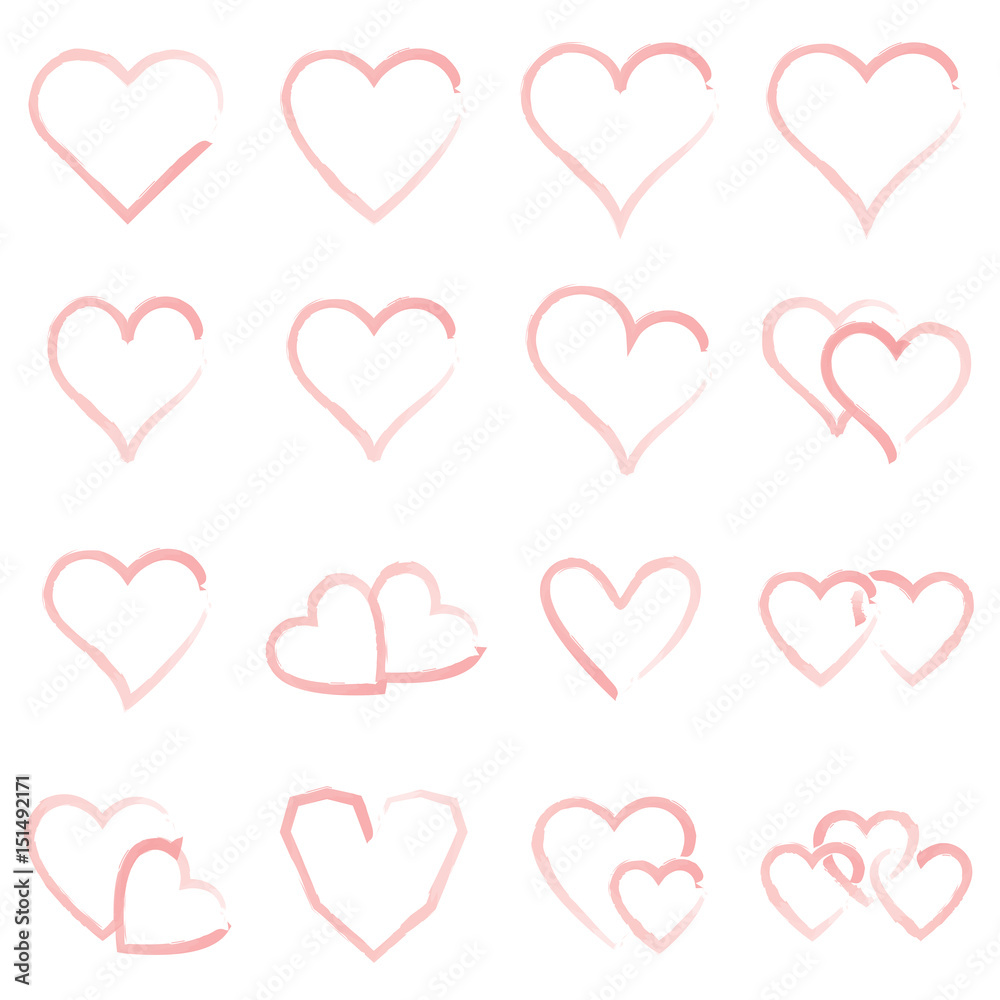 Vector icon set of various heart shapes Vector icon set of various heart shapes