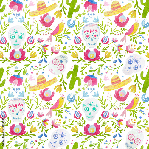 Watercolor mexican style pattern