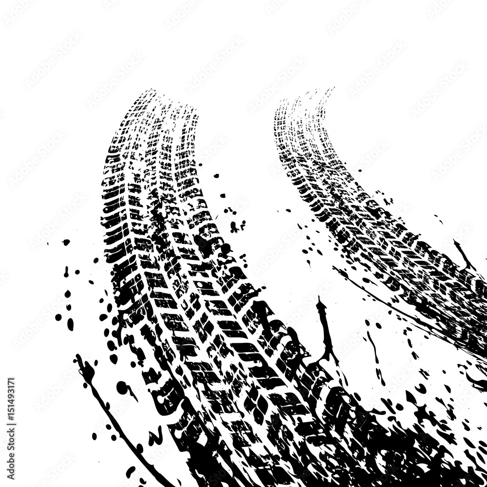 Black grunge tire tracks