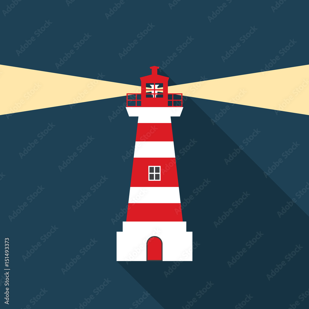 Lighthouse icon with long shadow. Flat design style. Lighthouse simple  silhouette. Modern, minimalist icon in stylish colors. Web site page and  mobile app design vector element. Stock Vector | Adobe Stock