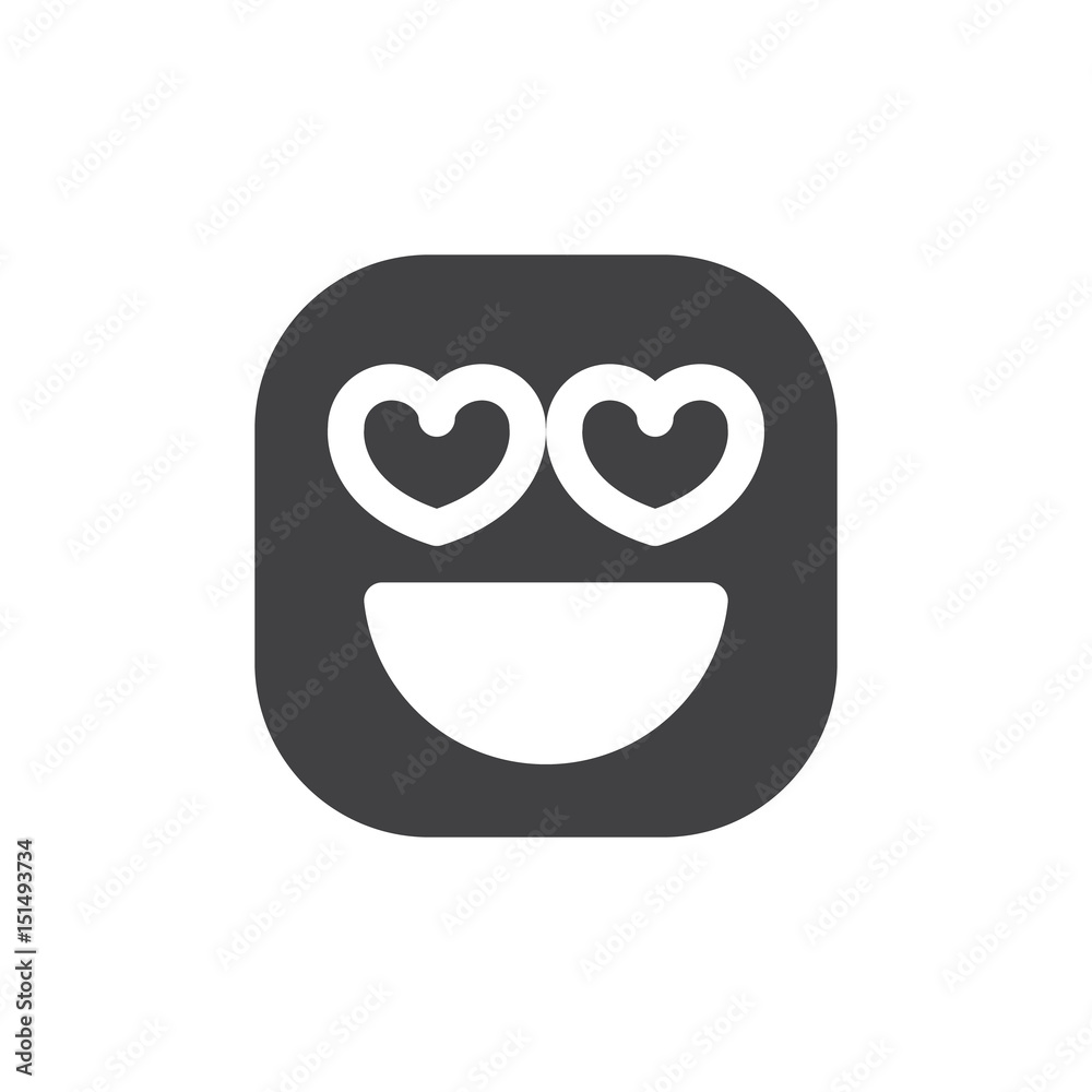 Smiling face with heart eyes emoji. glyph icon, vector emoticon
