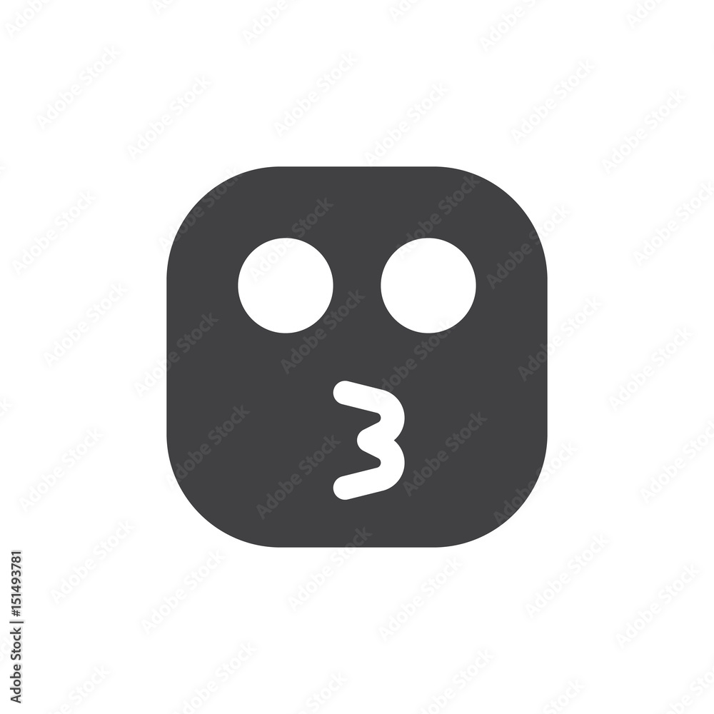 Kissing Face emoji. glyph icon, vector emoticon Kissing Face emoji. glyph icon, vector emoticon