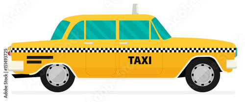 Vector graphic yellow, retro Taxi cab