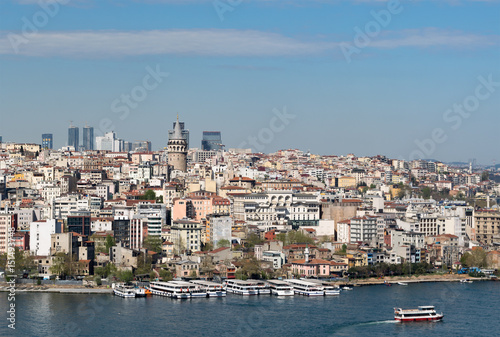Fototapeta Naklejka Na Ścianę i Meble -  Istanbul city view from Suleymaniye Mosque overlooking the Golden Horn with Galata Tower in the background, Istanbul, Turkey