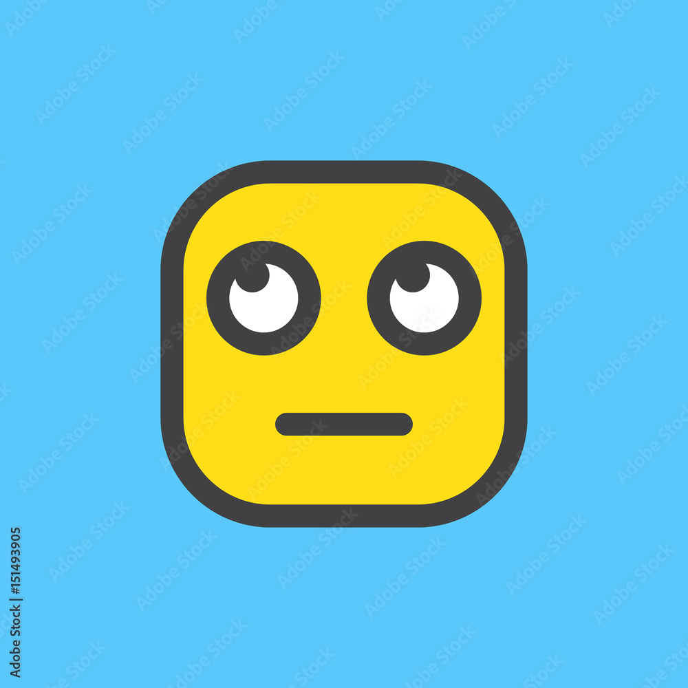 Fototapeta premium Face With Rolling Eyes emoji. Filled outline icon, colorful vector emoticon